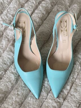 NWOT Made In Italy Turquoise Pointed Slingback Pumps